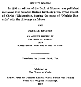 Nephite Records, 1899